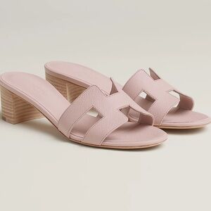 Hermes sandal heels, size 8 light pink leather BRAND NEW